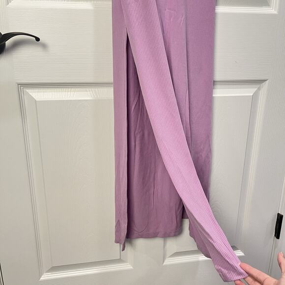 L*Space Nico Cutout Maxi Dress in Lavender Size Large Stretch Side Slit Ribbed - Picture 5 of 11